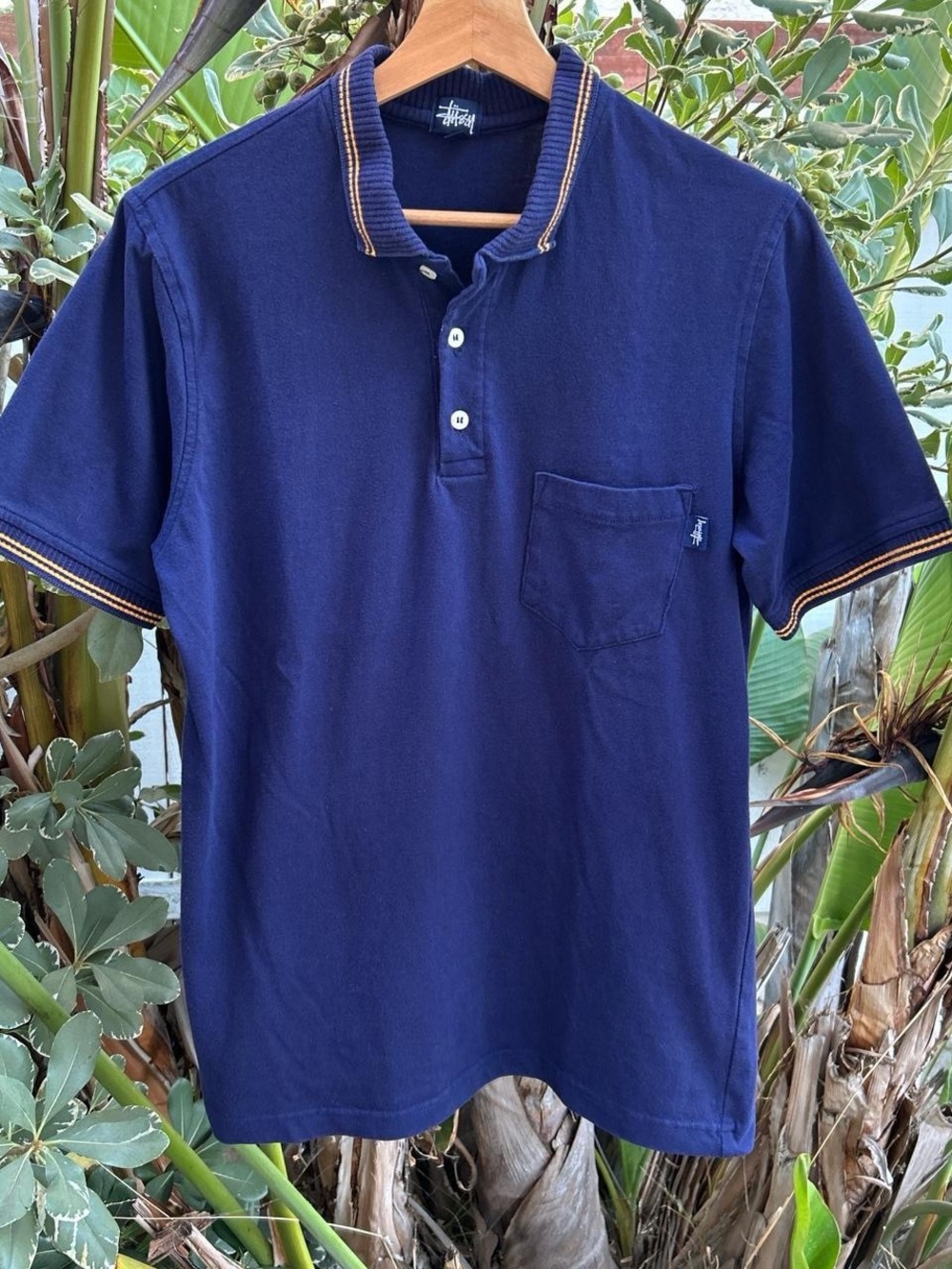 Vintage 1990s Stussy Pocket Polo Shirt Mens Medium USA Made 20.5x27.5